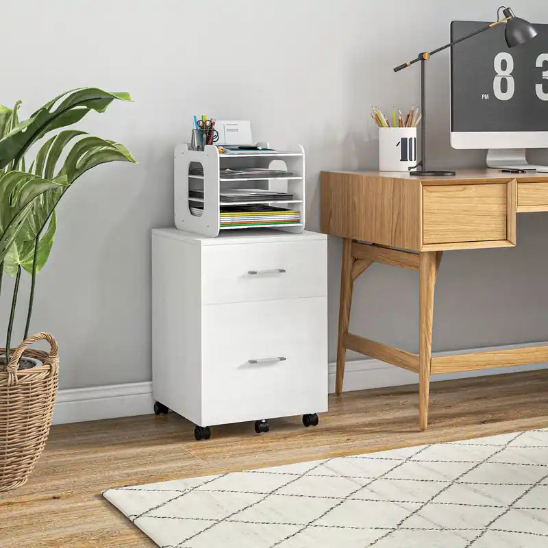 Classeur pour dossiers format Lettre ou A4 avec 2 tiroirs et roulettes