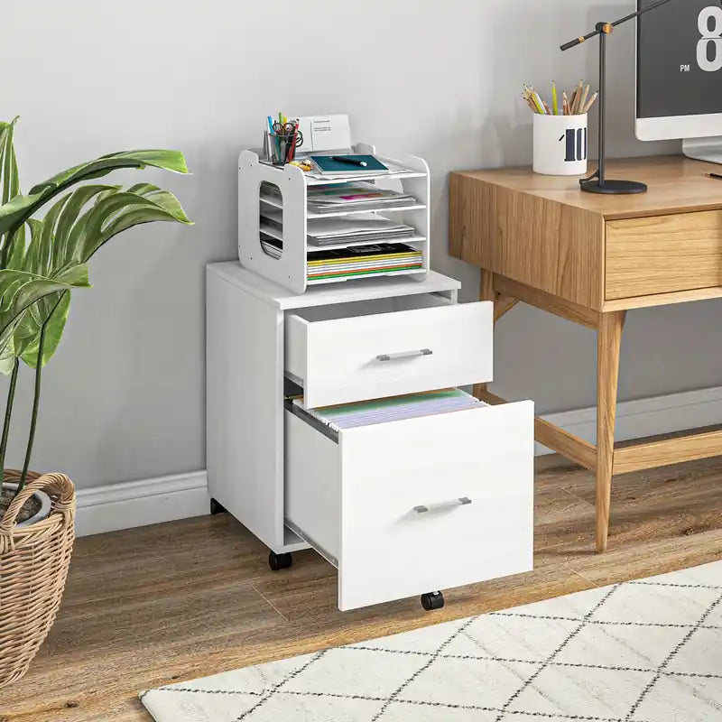 Classeur pour dossiers format Lettre ou A4 avec 2 tiroirs et roulettes