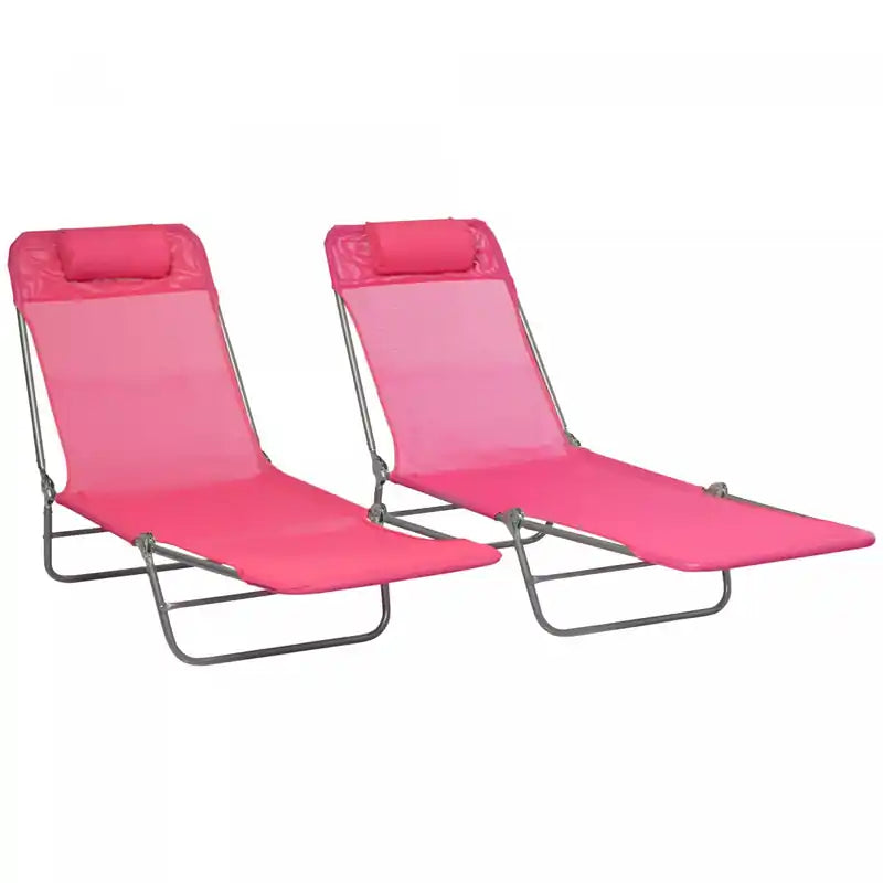 Outsunny 2-piece Folding Chaise Lounge, Reclining Sun Tanning Chairs