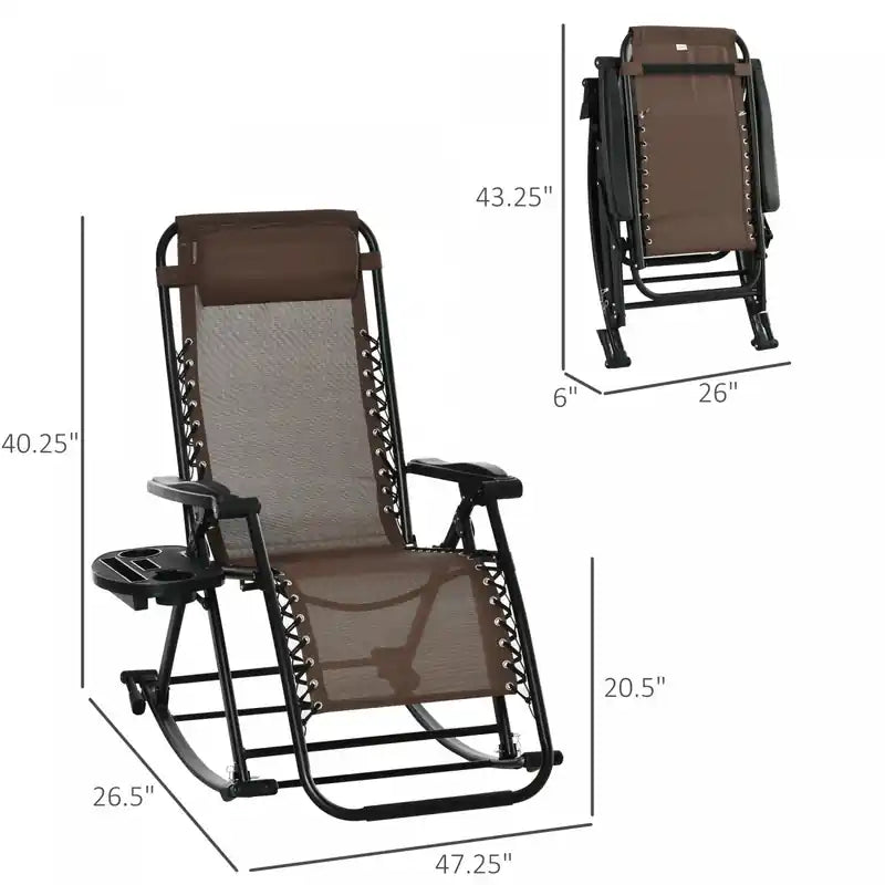 Chaise longue inclinable zéro gravité 2 en 1 réglable marron