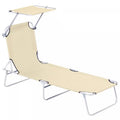Outsunny Outdoor Lounge Chair With Sun Shade For Beach, Camping