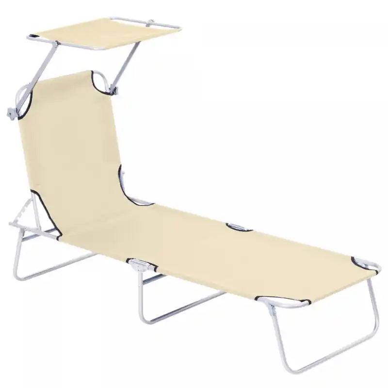Outsunny Outdoor Lounge Chair With Sun Shade For Beach, Camping
