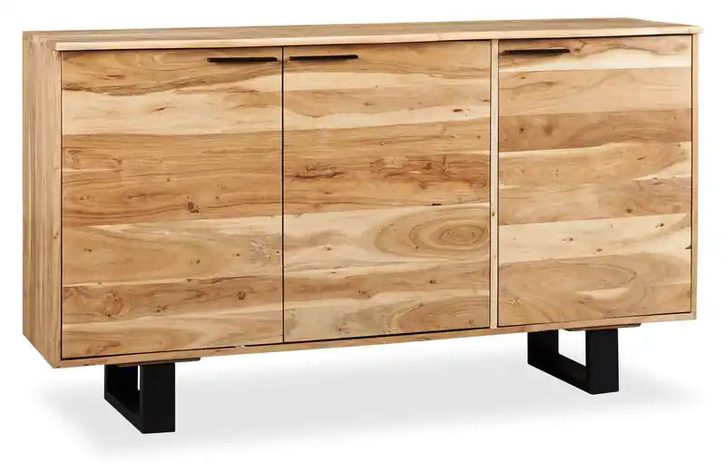 Oskar Dining Server with Storage, 60W, Acacia Wood & Metal - Natural & Black