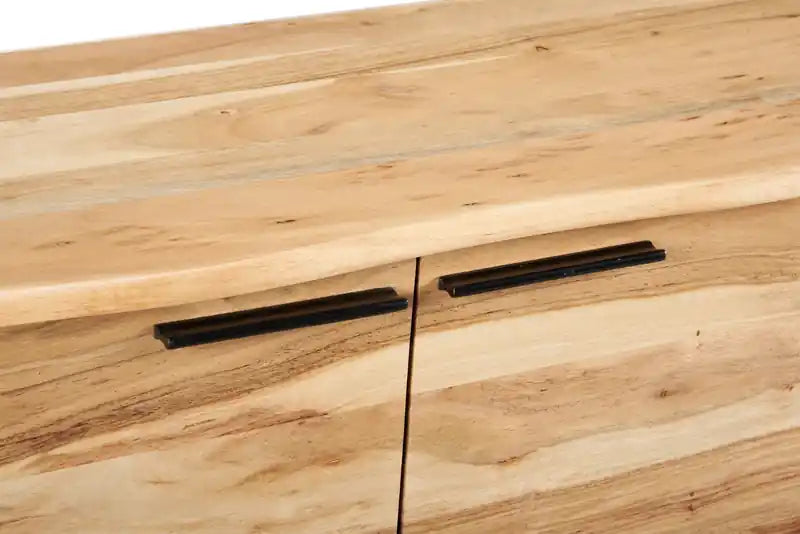 Buffet de salle à manger avec rangement, 60 po de largeur, en bois d'acacia et métal – Naturel et noir
