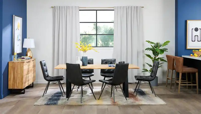 Buffet de salle à manger avec rangement, 60 po de largeur, en bois d'acacia et métal – Naturel et noir