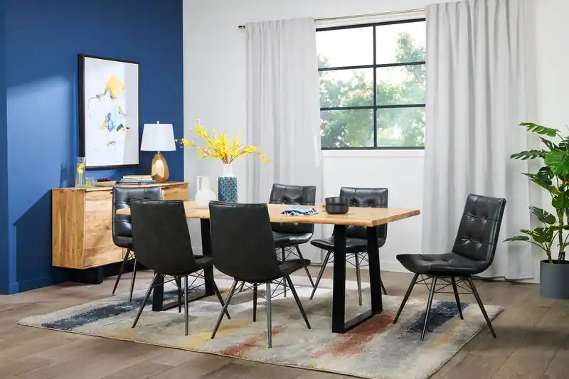 Buffet de salle à manger avec rangement, 60 po de largeur, en bois d'acacia et métal – Naturel et noir