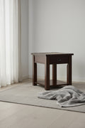 Roanoke 22 Rustic End Table with Storage and Shelf - Dark Cherry Wood and Slate Inlay