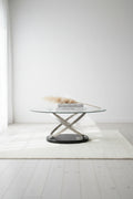 Vikki 48 Modern Oval Glass Top Coffee Table - Glass with Metal Base