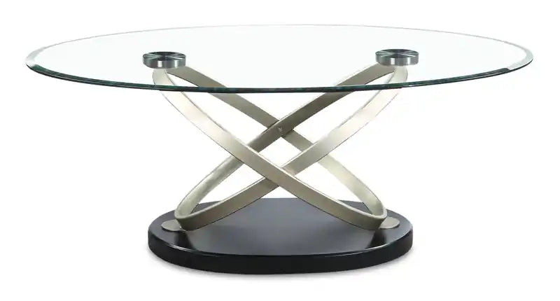 48 table basse ovale moderne en verre – Plateau en verre avec base en métal